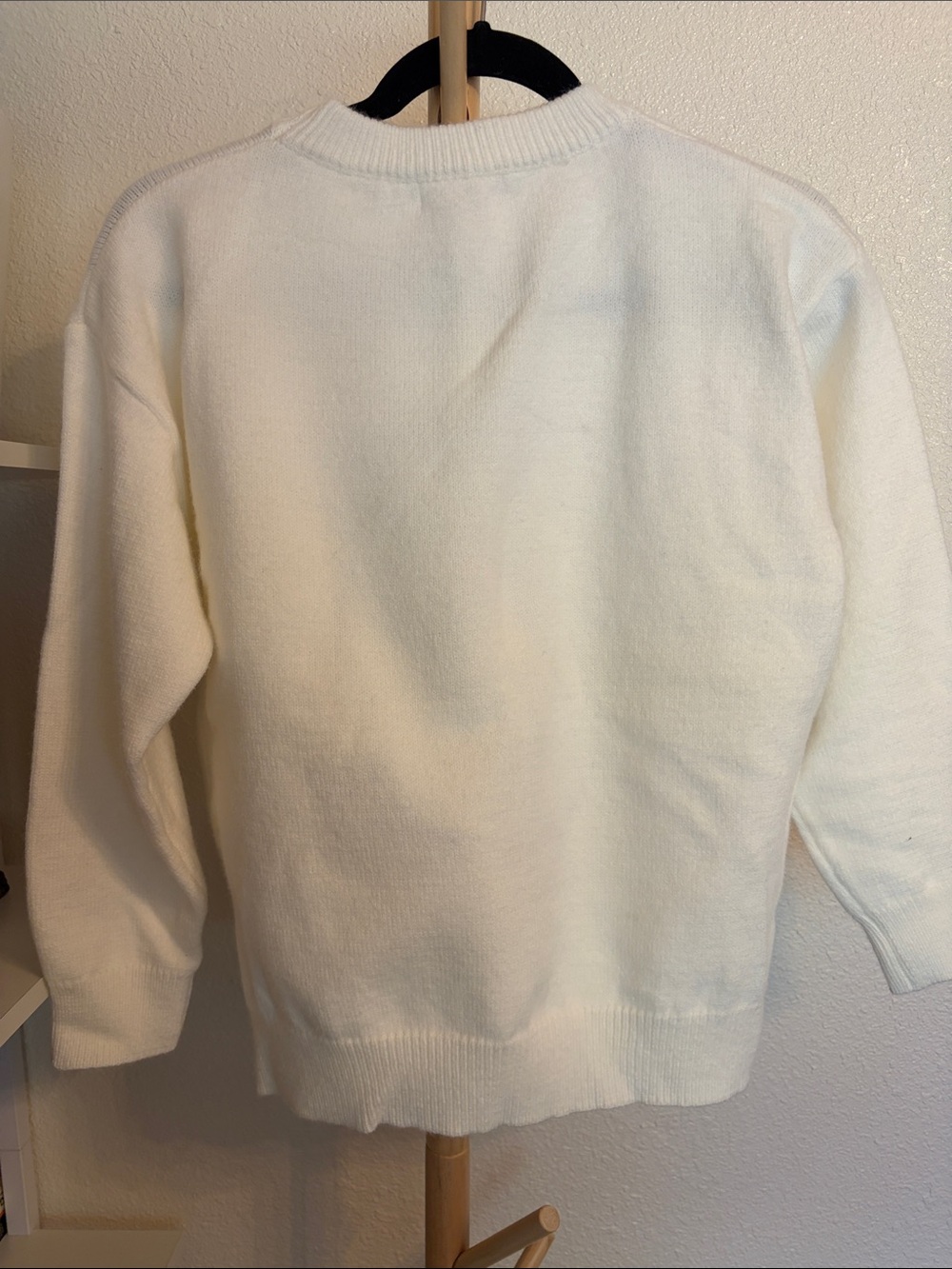 Japanese White Sweater with Black Cat Graphic - Picture 5 of 8